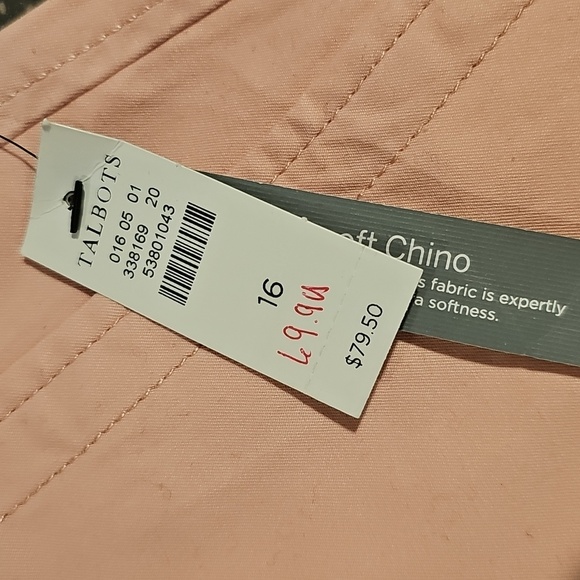 New Talbots relaxed chino pants...size 16...pink - Picture 3 of 7